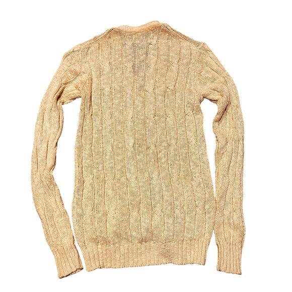 VINTAGE Cardigan Linen Blend Women's Small Medium Beige CRICKET Hong Kong Preppy - Picture 2 of 8